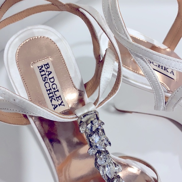 Badgley Mischka rhinestone wedge heel strap sandal - Picture 3 of 12